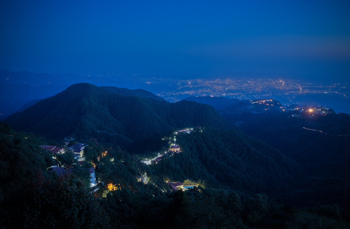 Mussoorie, View down the hill to Dehra Dun, India.