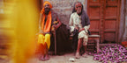 A sadhu (Hindu holy man) and friend make a great portrait. Banaras, India.