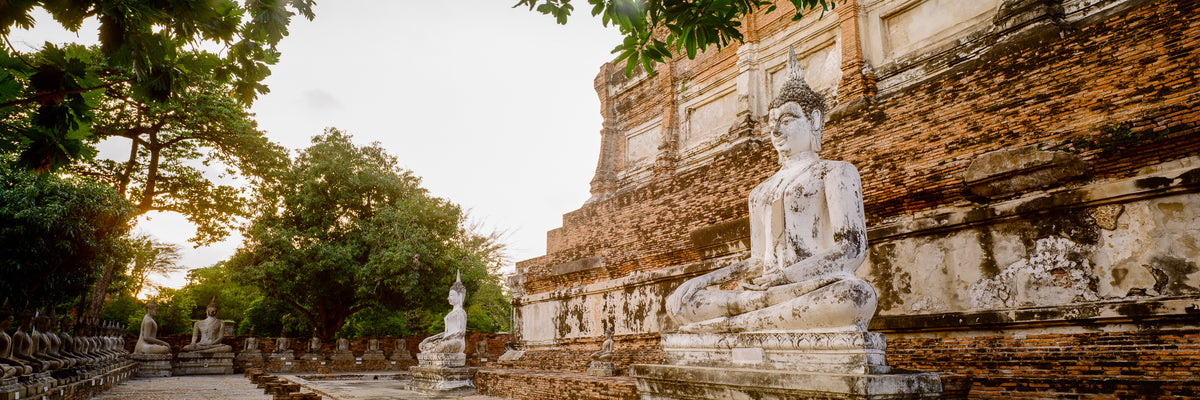 Panoramic image of large Buddha statue.  Wat Mahatat, Ayutthaya, Thailand.