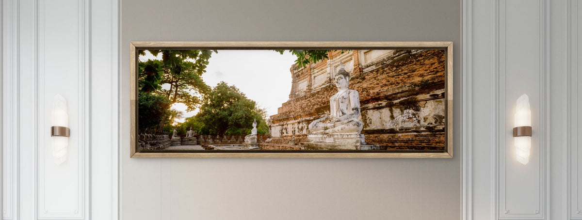 Panoramic image of large Buddha statue.  Wat Mahatat, Ayutthaya, Thailand.