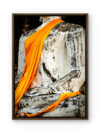 Detail of saffron robes on Buddha.  Ayutthaya, Thailand.