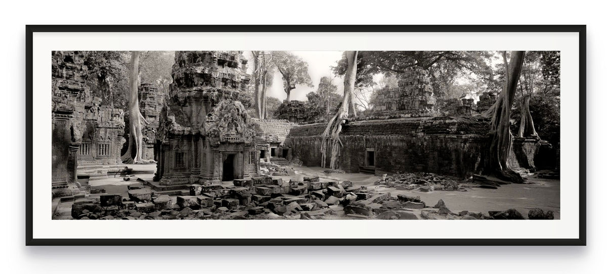 Wide shot of Ta Prohm, Angkor, Cambodia.