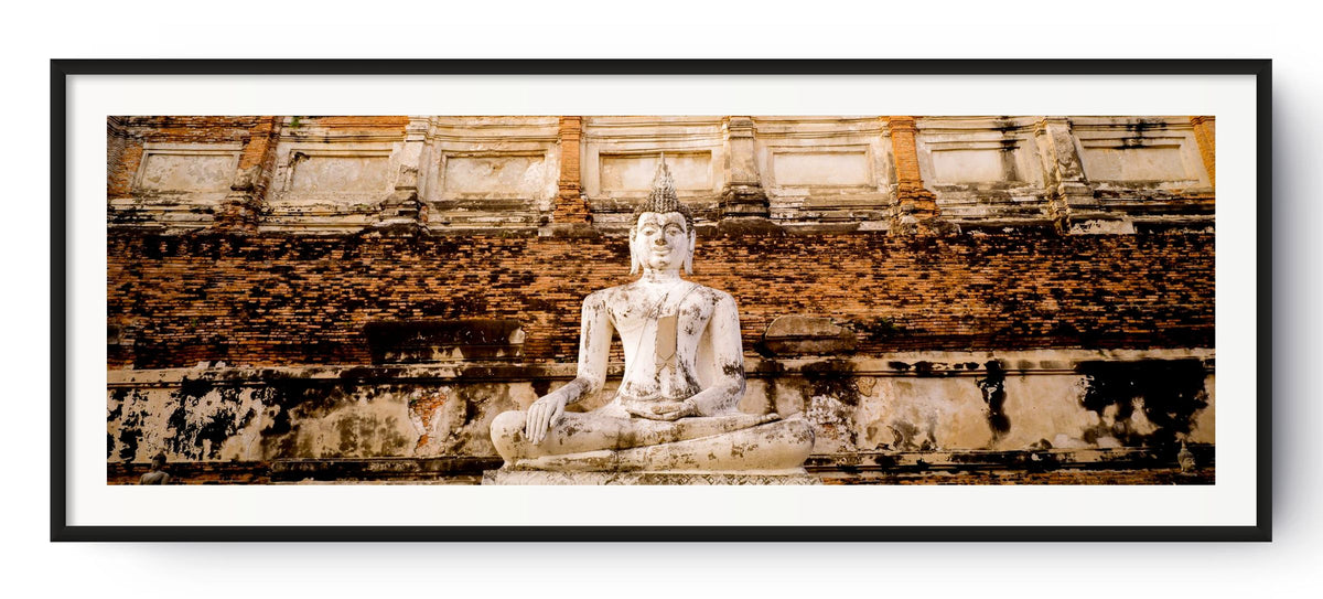 Panoramic image of large Buddha statue.  Wat Mahatat, Ayutthaya, Thailand.
